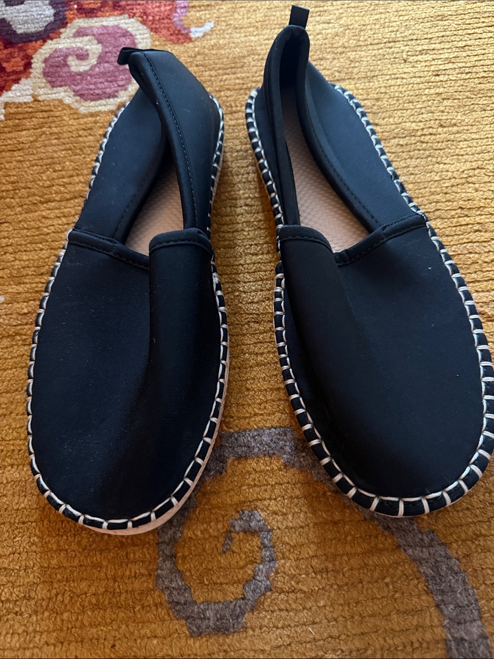 Lands' End Black Slip-On Espadrille Flats